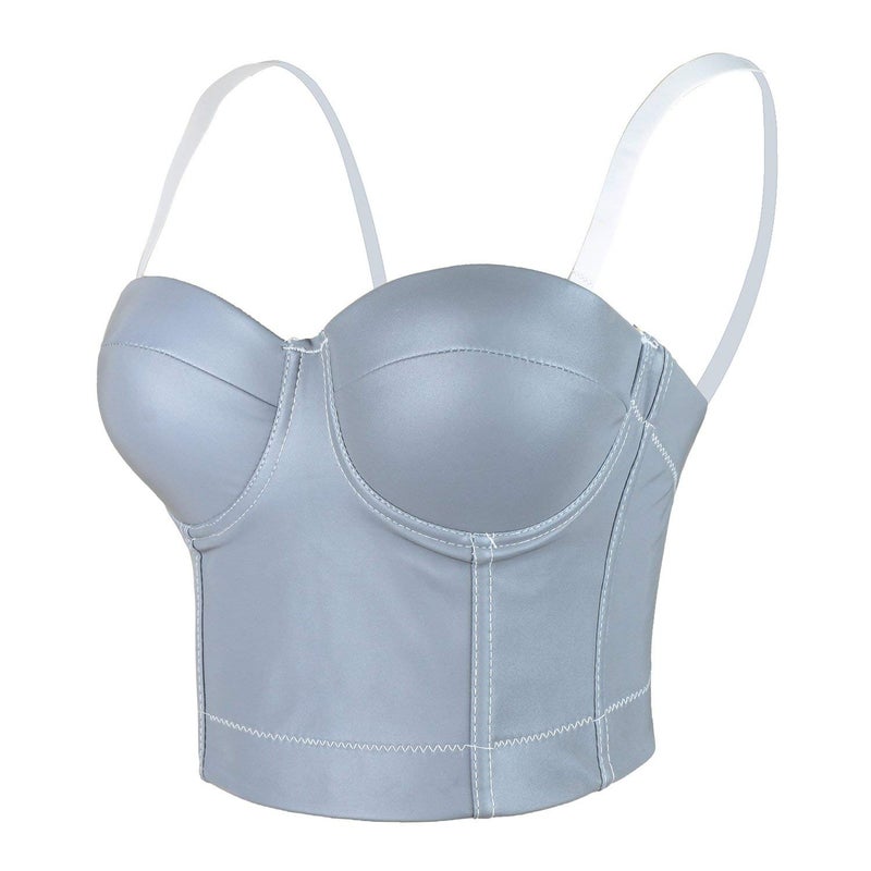 ELLACCI Reflective Metallic Bustier Crop Top Punk Club Party Women's Corset Top Bra Large - Image 3